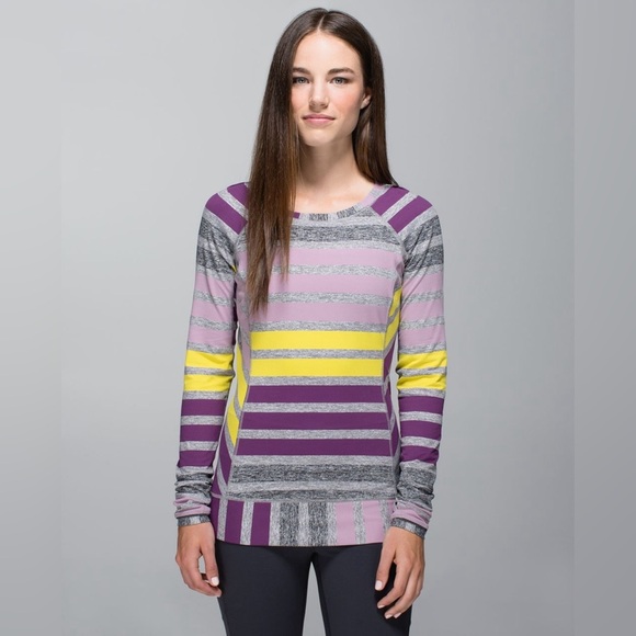 Lululemon Race Your Pace Long Sleeve Triplet Twin Stripe Women Size 4 - Picture 1 of 10